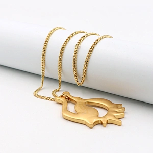 Gold Plated Geometry Hollow-out Pendant Brass Necklace