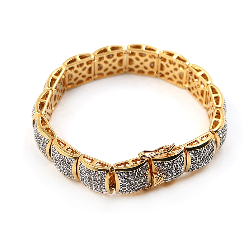 Hit-Hop Style Jewelry Brass CZ shiny Bracelet with Gold Plated