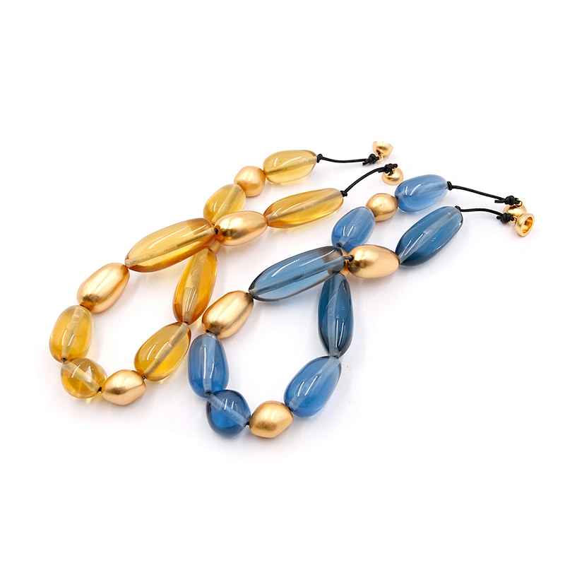 Custom Resin Gold Plated Blue Yellow Irregular Shape Chain