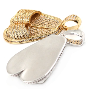 Hip hop jewelry streetwear iced out zircon slipper pendant
