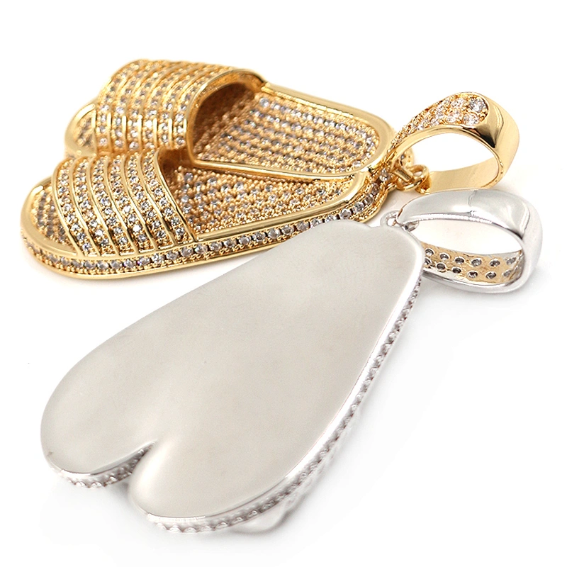 Hip hop jewelry streetwear iced out zircon slipper pendant