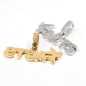 Hip hop custom Logo letter FACTS cubic zirconia gold plated pendant