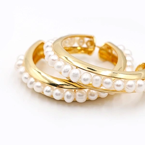OEM Custom Hoop Pearl Earrings China Factory Jewelry Gold Plated