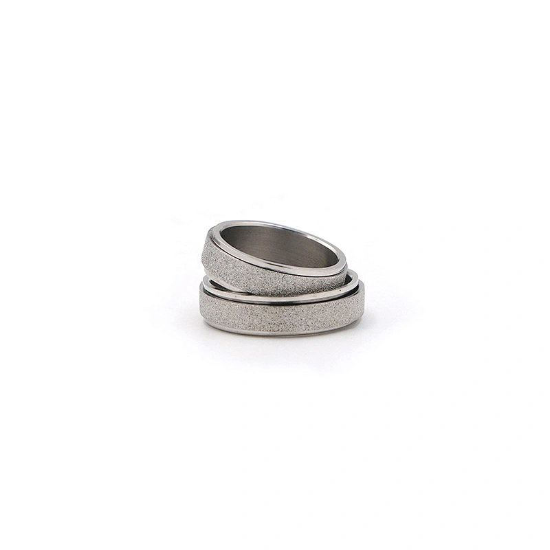 Custom silver plated matte stainless steel men anxiety ring