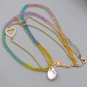 Popular Multi-Color Bead Pearl Heart Necklace
