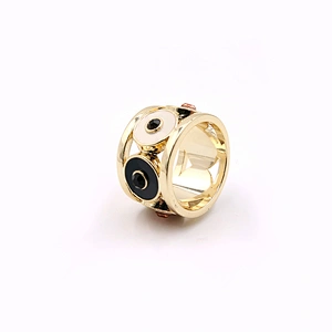 Fashion jewelry enamel gold plated band ring with crystal