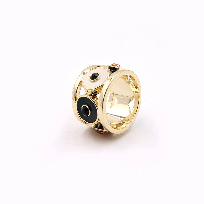 Fashion jewelry enamel gold plated band ring with crystal