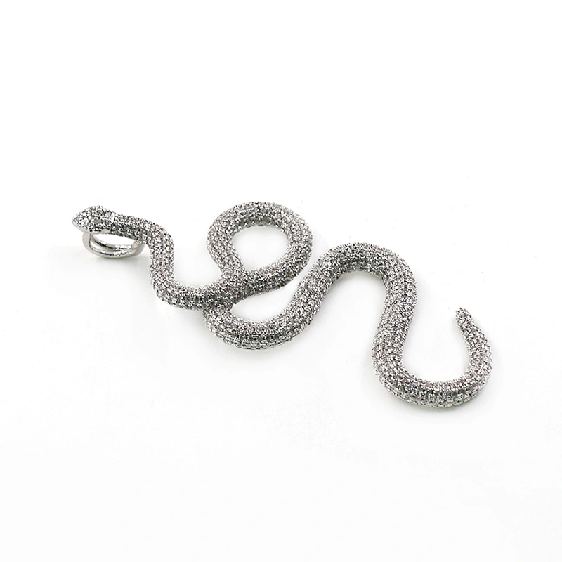 Hip hop iced out CZ stone snake silver plated high-quality pendant