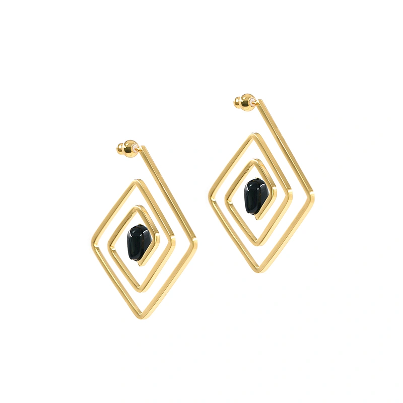 Statement Circle Geometrical Twisted Earrings Fashion Jewelry Custom Gold Plated Earring
