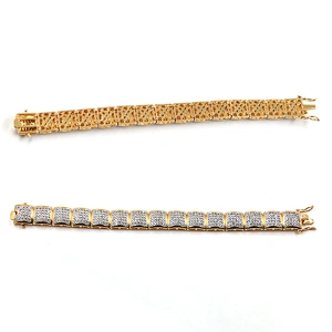 Hit-Hop Style Jewelry Brass CZ shiny Bracelet with Gold Plated