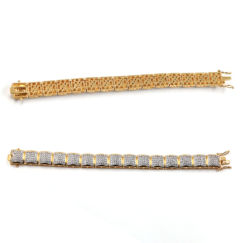 Hit-Hop Style Jewelry Brass CZ shiny Bracelet with Gold Plated