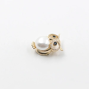 Fashion Owl Gold Plated Brass Brooch with Magnet