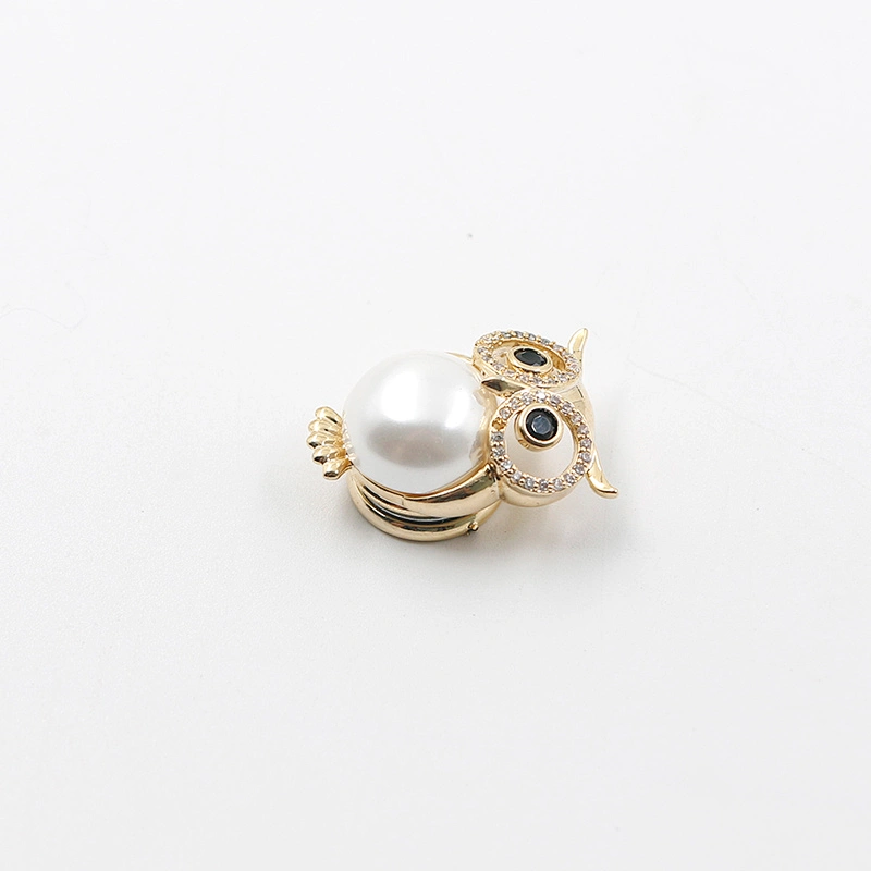 Fashion Owl Gold Plated Brass Brooch with Magnet