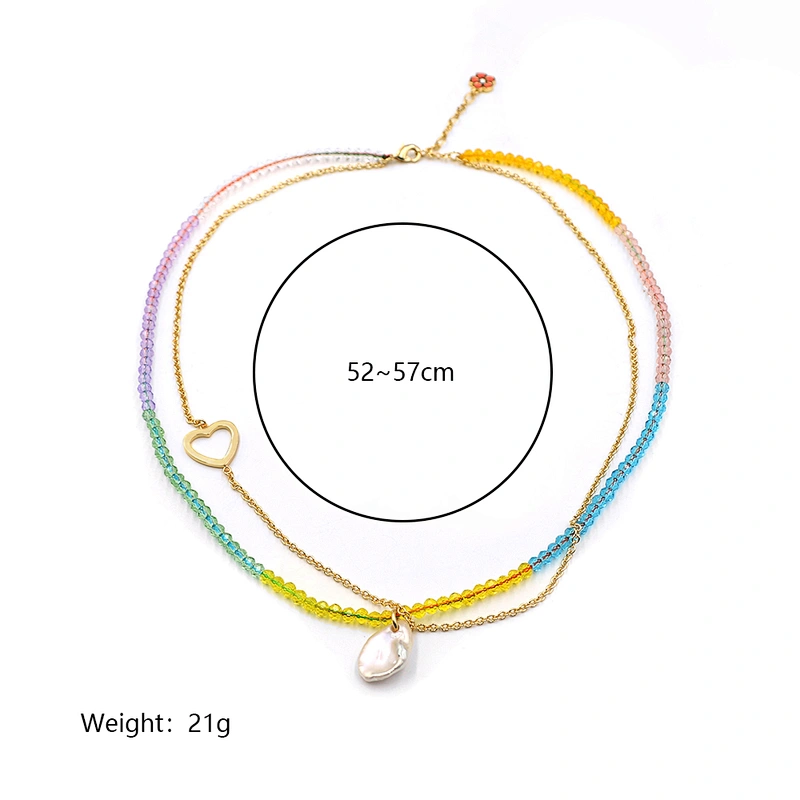 Popular Multi-Color Bead Pearl Heart Necklace