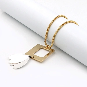 Hollow-Out Gold Plated Square White Petal Brass Necklace