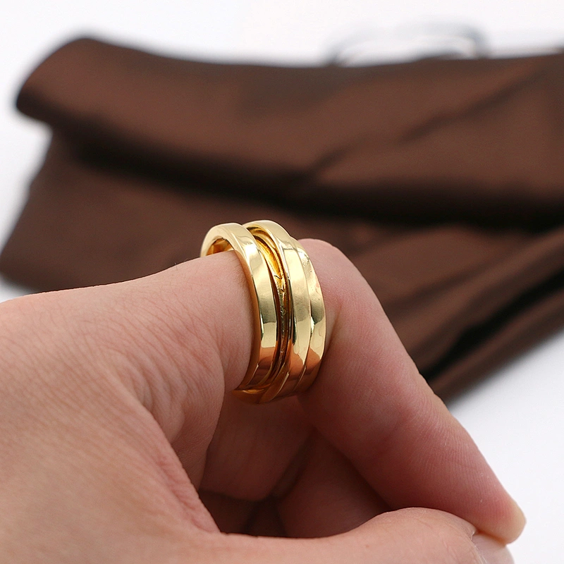 Fresh design 18K gold plated multi layer spiral ring