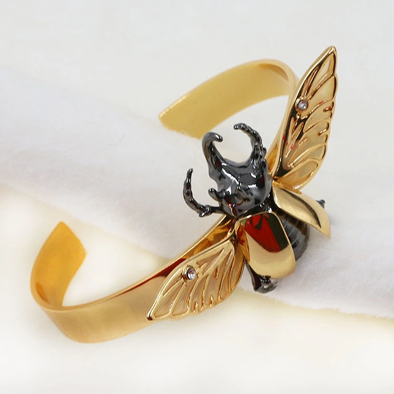 brass multi plating enamel beetle bangle