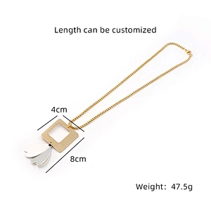 Hollow-Out Gold Plated Square White Petal Brass Necklace