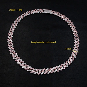 Hip-Hop Style Pink CZ Thick Brass Chain