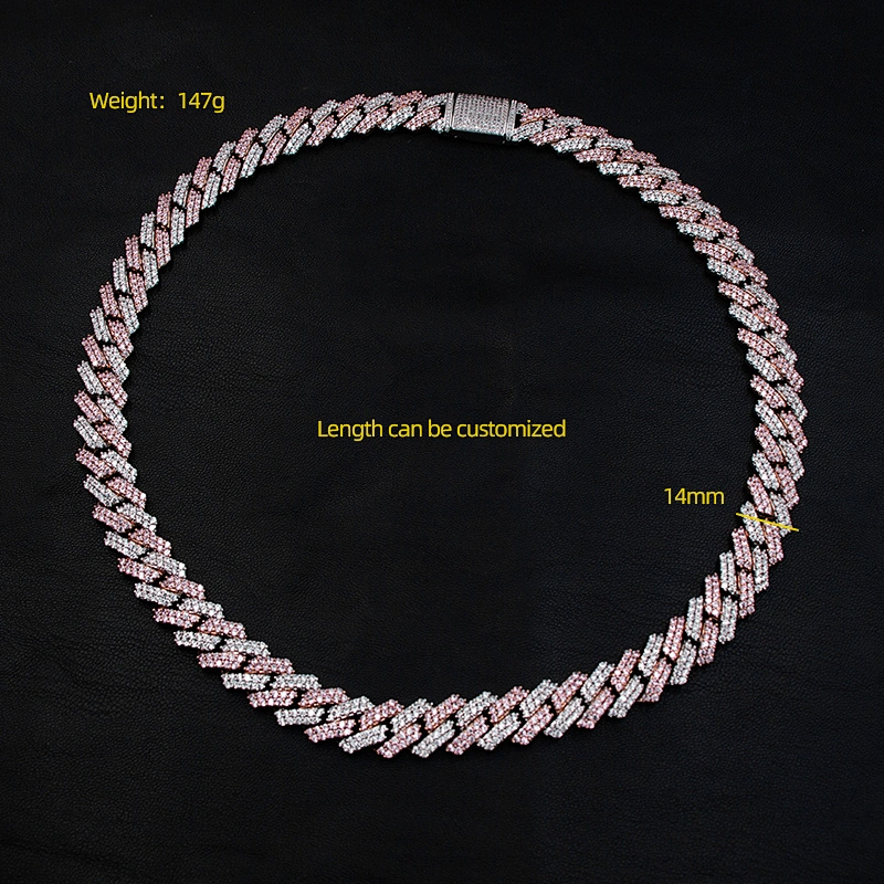 Hip-Hop Style Pink CZ Thick Brass Chain