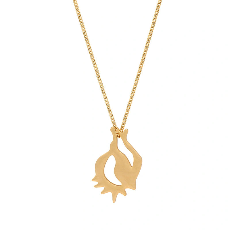 Gold Plated Geometry Hollow-out Pendant Brass Necklace