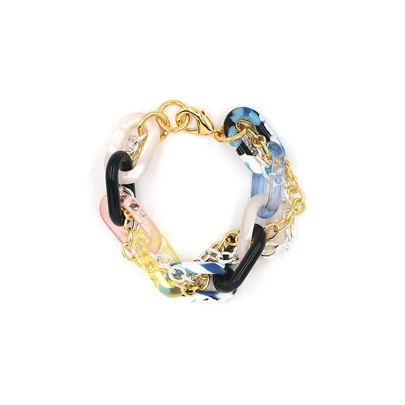 Fashion multi-color resin acrylic link chain bracelet