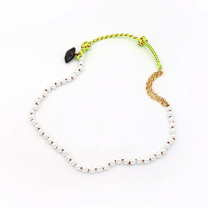 Fashion Custom Pearl Nylon Cord Brass Chain