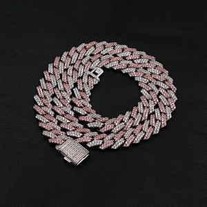 Hip-Hop Style Pink CZ Thick Brass Chain