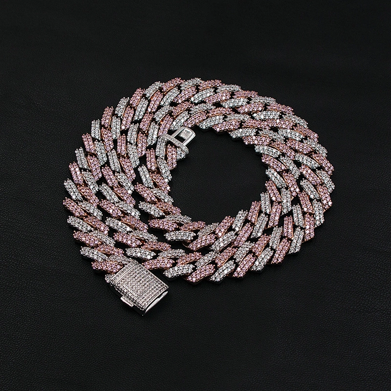 Hip-Hop Style Pink CZ Thick Brass Chain