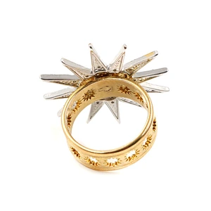 custom brass sun flower with crystals in multi plating ring