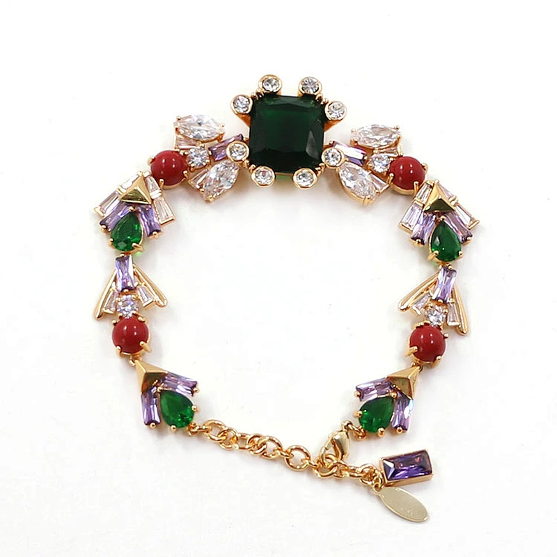 brass multi color crystals bracelet