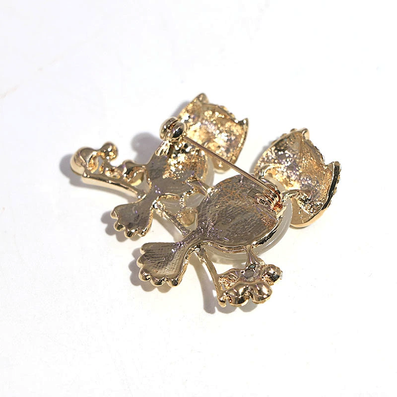 Delicate Owl Gold Plated Brass Brooch with Opal