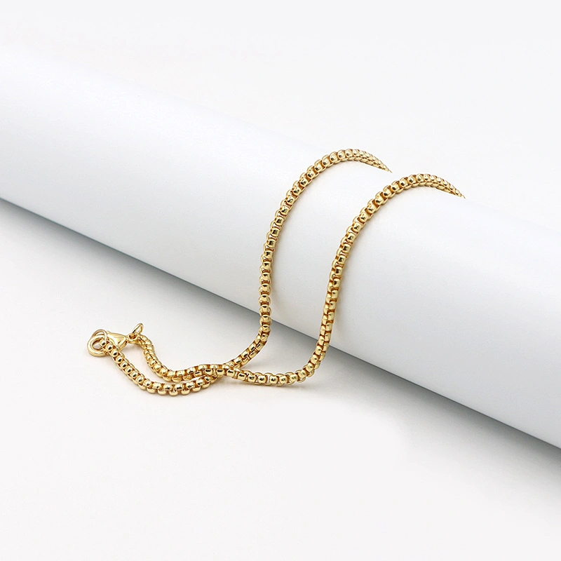 Hollow-Out Gold Plated Square White Petal Brass Necklace