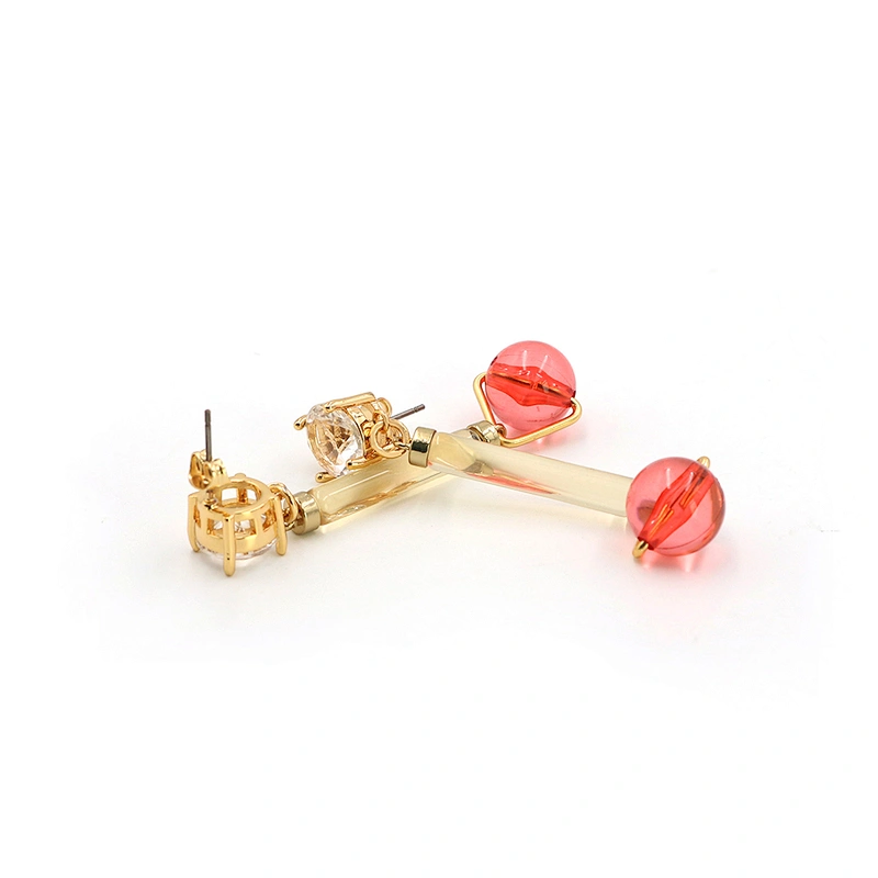 Trendy Jewelry Bead Dangle Earrings CZ Gold Plated Fashion Custom Earring Women