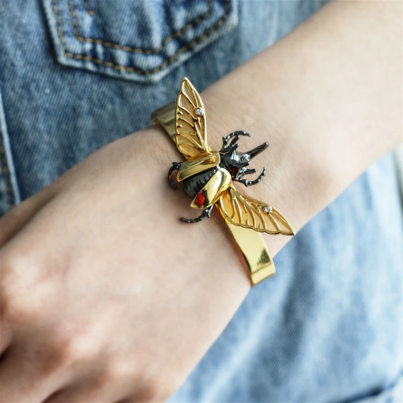 brass multi plating enamel beetle bangle