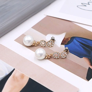 Elegant Pearl Earrings Fashion CZ Jewelry Bridal Korean Earring Custom Jewels