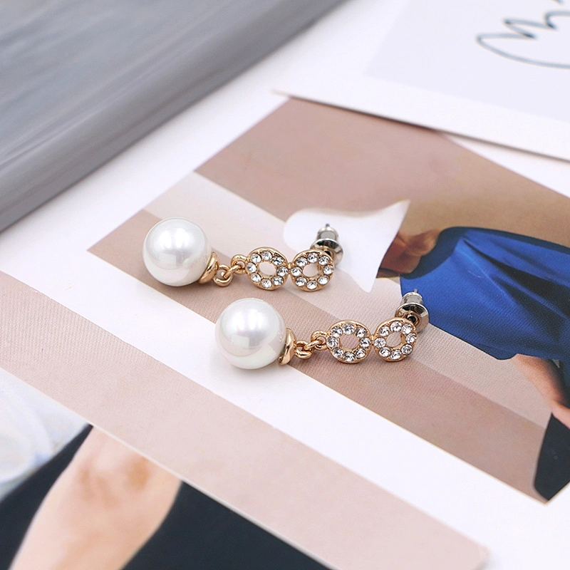 Elegant Pearl Earrings Fashion CZ Jewelry Bridal Korean Earring Custom Jewels