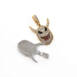 Luxury Rhodium Gold Color Ice out White Zircon Ghost Grimace Evil Shape Pendants