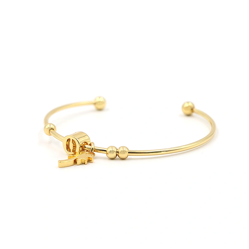 Fashion enamel coconut tree charm cute gold plated open bracelet bangle for women
