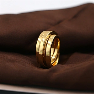 Fresh design 18K gold plated multi layer spiral ring