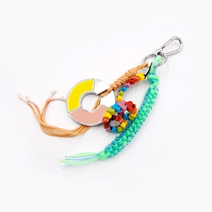 Custom Key Ring with Colorful cord by Handmade
