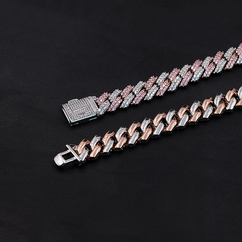 Hip-Hop Style Pink CZ Thick Brass Chain