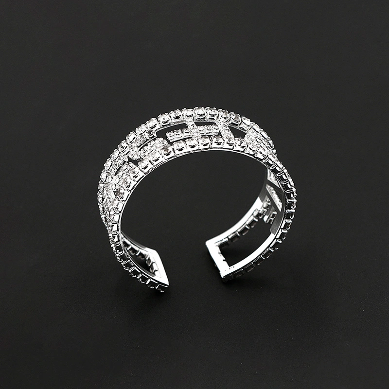 Fashion silver plating clear rhinestones LOVE women open bracelet