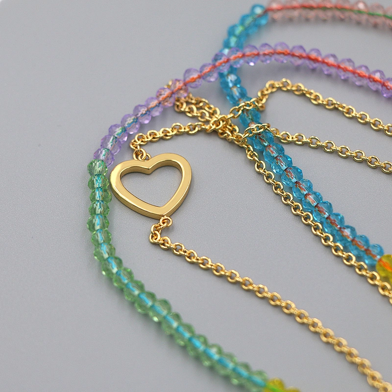 Popular Multi-Color Bead Pearl Heart Necklace