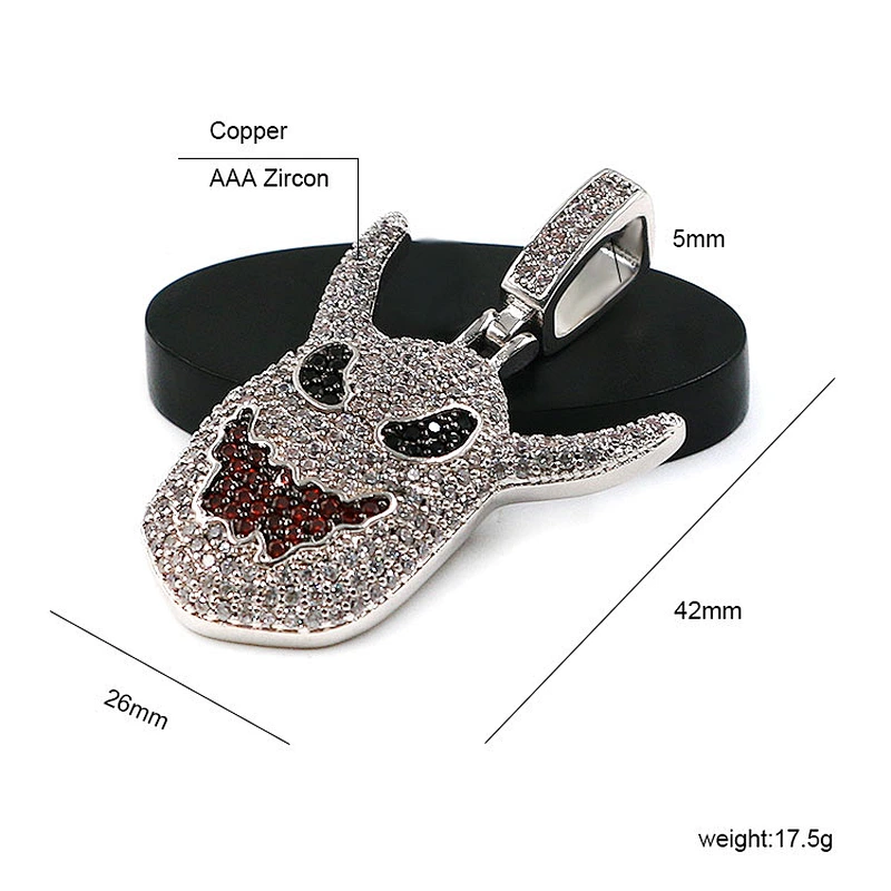 Luxury Rhodium Gold Color Ice out White Zircon Ghost Grimace Evil Shape Pendants