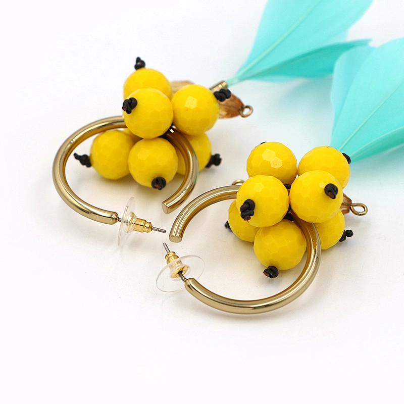 Bead Earrings Korean Fashion Dangle Bohe Jewelry Feather Statement Earrings Custom