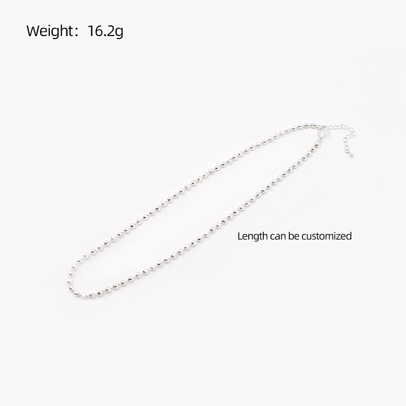 Minimalism Silver Plated Bead Brass Chain