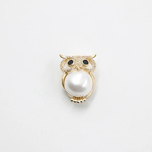 Fashion Owl Gold Plated Brass Brooch with Magnet