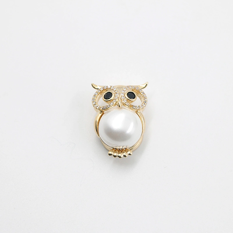 Fashion Owl Gold Plated Brass Brooch with Magnet