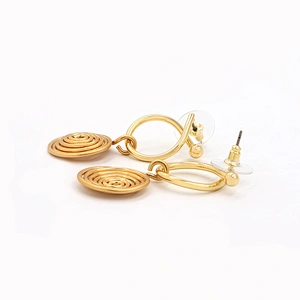 Gold Plated Wire Earrings Fashion Dangle Korean Trendy Earring Minimalism Statement Stud